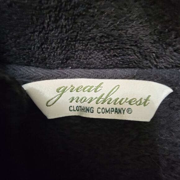 Great Northwest Black Plush Fleece Zip Jacket with Pockets Medium - Picture 7 of 10